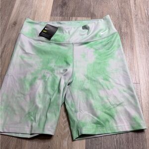 Nike Women's Light Green Tie-Dye Dri-FIT Bike Shorts